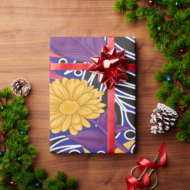 Colourful wrapping paper featuring creative floral (Holiday Gift)