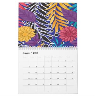 Colourful wrapping paper featuring creative floral calendar