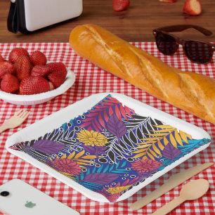 Colourful wrapping paper featuring creative floral plate
