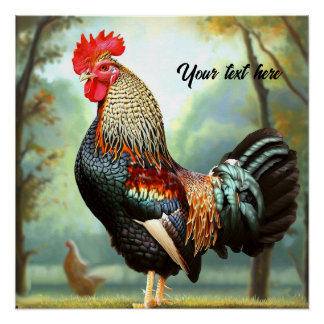 Colourful Wyandotte Rooster Poster