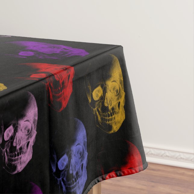 Colourful X-Ray Skulls Pattern Tablecloth (In Situ)