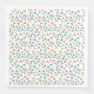 Colourful Xmas Lights Pattern Festive Christmas Napkin
