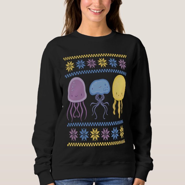 Colourful Xmas outfit with three different jellyfi Sweatshirt (Front)