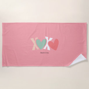 Colourful "XOXO" Valentine's Day   Beach Towel