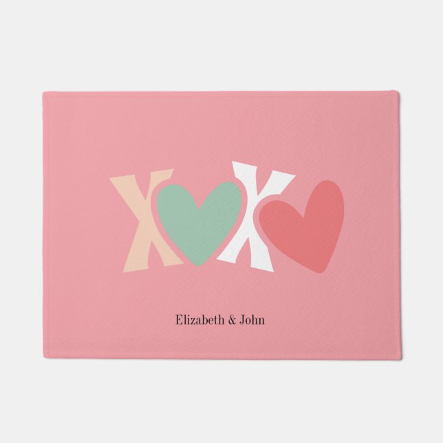 Colourful "XOXO" Valentine's Day   Doormat (Front)