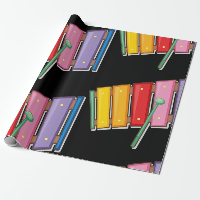 Colourful Xylophone Wrapping Paper (Unrolled)