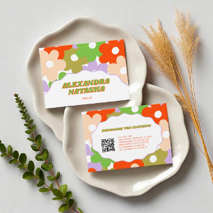 Colourful Y2K Flower Handmade Clothing Business Card