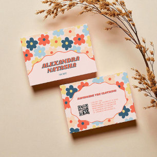 Colourful Y2K Flower Handmade Clothing Business Card
