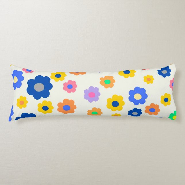Colourful Y2K Small Flower Indie Pattern Body Cushion (Front)