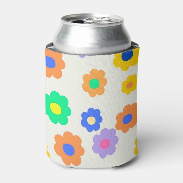 Colourful Y2K Small Flower Indie Pattern Can Cooler (Can Front)