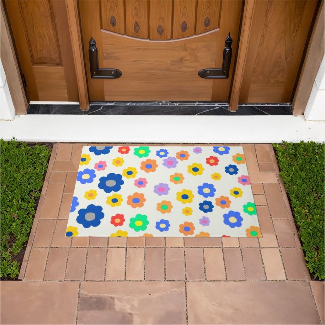 Colourful Y2K Small Flower Indie Pattern Doormat (Outdoor)