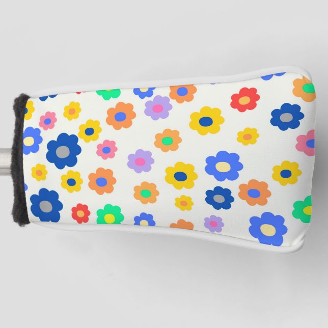 Colourful Y2K Small Flower Indie Pattern Golf Head Cover (Front)
