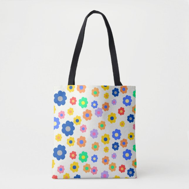 Colourful Y2K Small Flower Indie Pattern Tote Bag (Front)