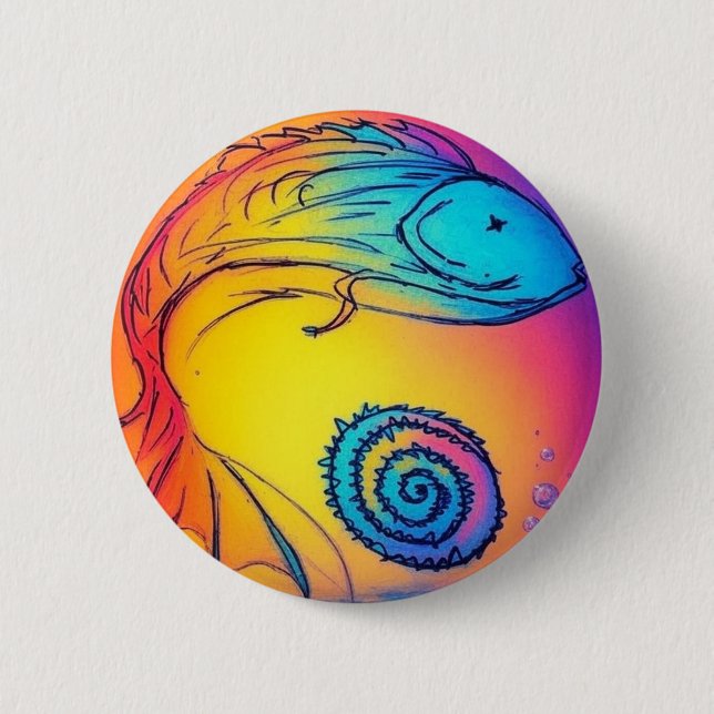 Colourful yaie fish  6 cm round badge (Front)