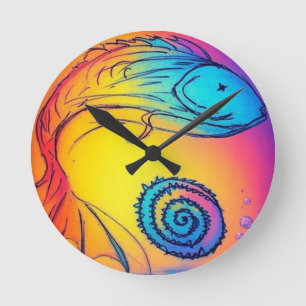 Colourful yaie fish  round clock