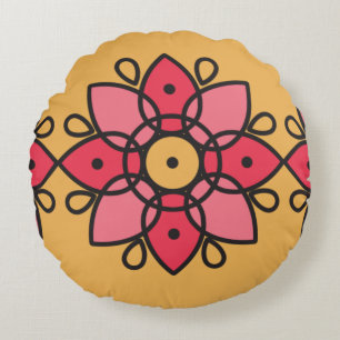 colourful yellow and pink design for home round cushion