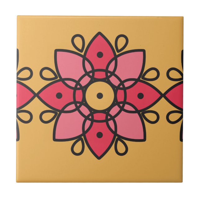 colourful yellow and pink design for home tile (Front)