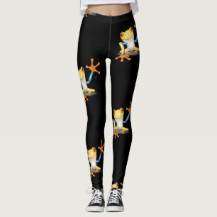 Colourful Yellow & Blue Red Eyed Tree Frog Leggings