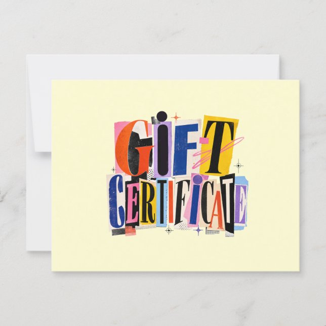 Colourful Yellow Business Gift Certificate (Front)