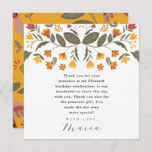 Colourful Yellow Fiesta 15th Birthday Thank You Invitation