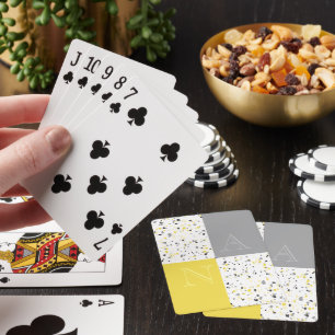 Colourful Yellow Grey Terrazzo with Monogram Playing Cards