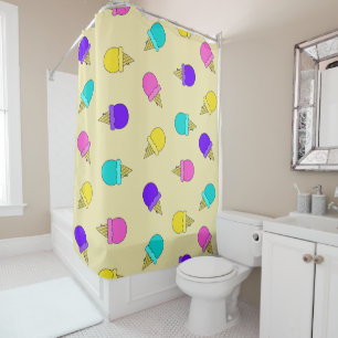 Colourful yellow ice cream cone shower curtain
