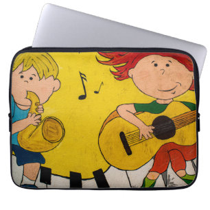 colourful yellow live music cartoon laptop sleeve