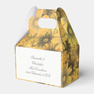 Colourful yellow orange flowers wedding favour box