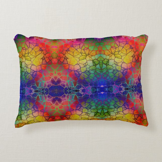 Colourful Yellow Orange Purple Mosaic Abstract  Decorative Cushion (Front)