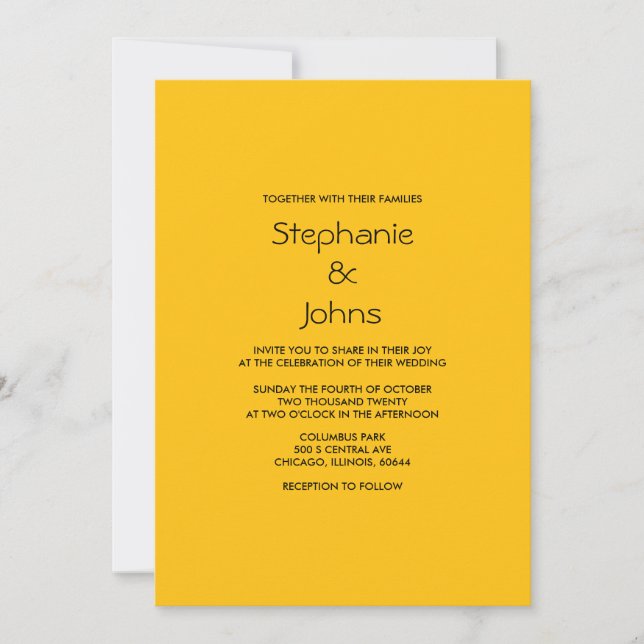 Colourful Yellow Orange Simple Minimal Boho Weddin Invitation (Front)