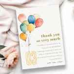Colourful Yellow Red Green Balloons Kids Birthday Thank You Card<br><div class="desc">If you need any other matching product or customisation,  kindly message via Zazzle.</div>