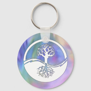 Colourful yin and yang design key ring