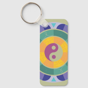Colourful Yin Yang Pattern Key Ring