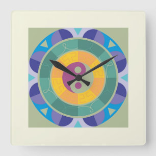 Colourful Yin Yang Pattern Square Wall Clock
