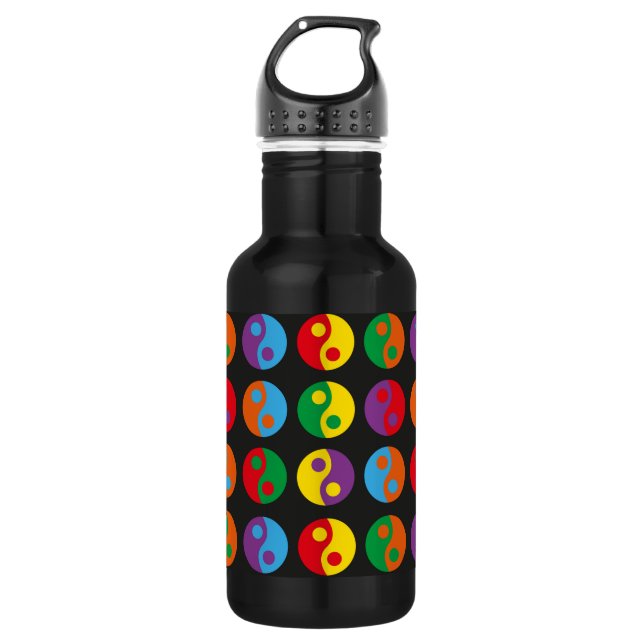 Colourful Yin Yangs 532 Ml Water Bottle (Front)