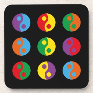 Colourful Yin Yangs  Coaster