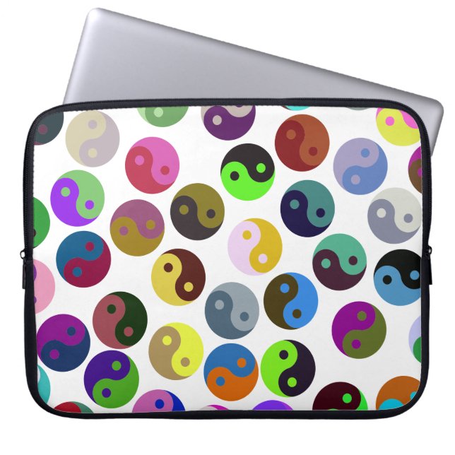 Colourful Ying Yang Pattern Laptop Sleeve (Front)