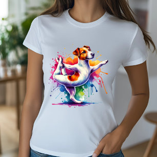 Colourful Yoga Dog Design T-Shirt