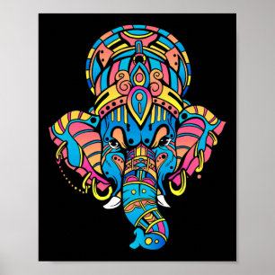 Colourful Yoga Hinduism Hindu Figurine Ganesha Poster
