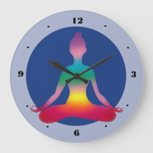 Colourful Yoga Lady Silhouette  Wall Clock (Front)