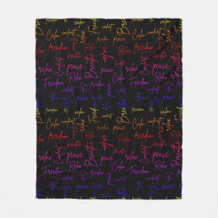 Colourful Yoga Meditation Lovers Words Fleece Blanket