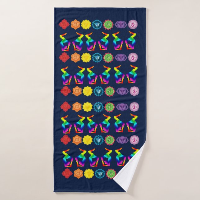 Colourful Yoga  Position Bath Towel Set (Bath Towel)