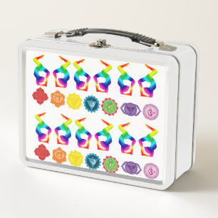 Colourful Yoga Position Chakras Art Metal Lunch Box