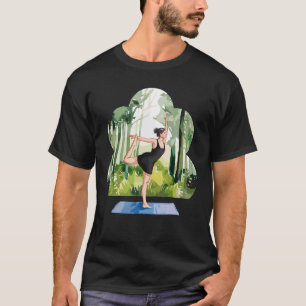 Colourful Yoga Tree Pose Art T-Shirt