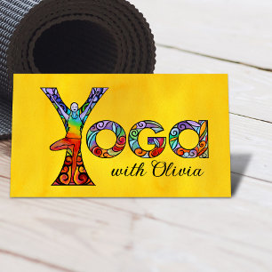 Colourful Yoga Word Art Business Card
