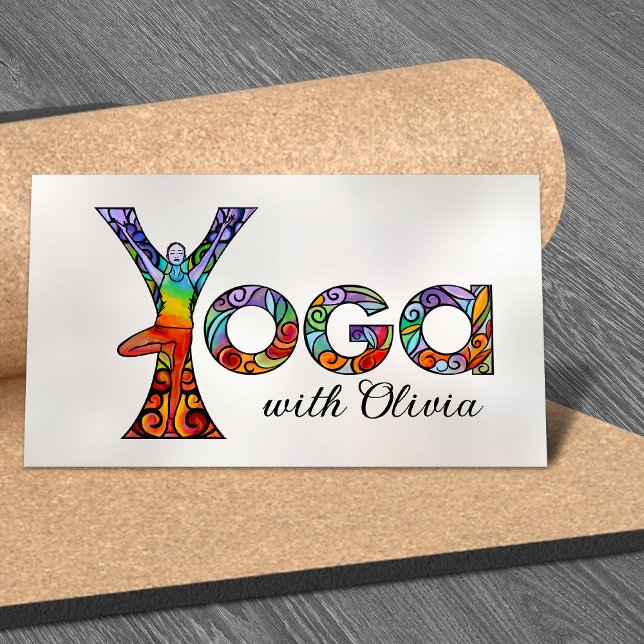 Colourful Yoga Word Art Business Card (Creator Uploaded)