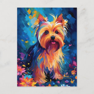 Colourful Yorkshire Terrier Postcard