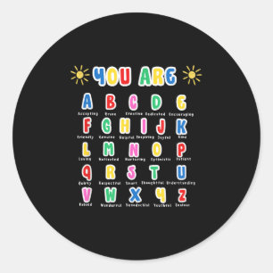 Colourful You Are Letters Alphabet Learn Abcs Teac Classic Round Sticker