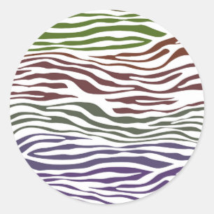 Colourful Zebra Abstract Classic Round Sticker