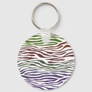 Colourful Zebra Abstract Key Ring